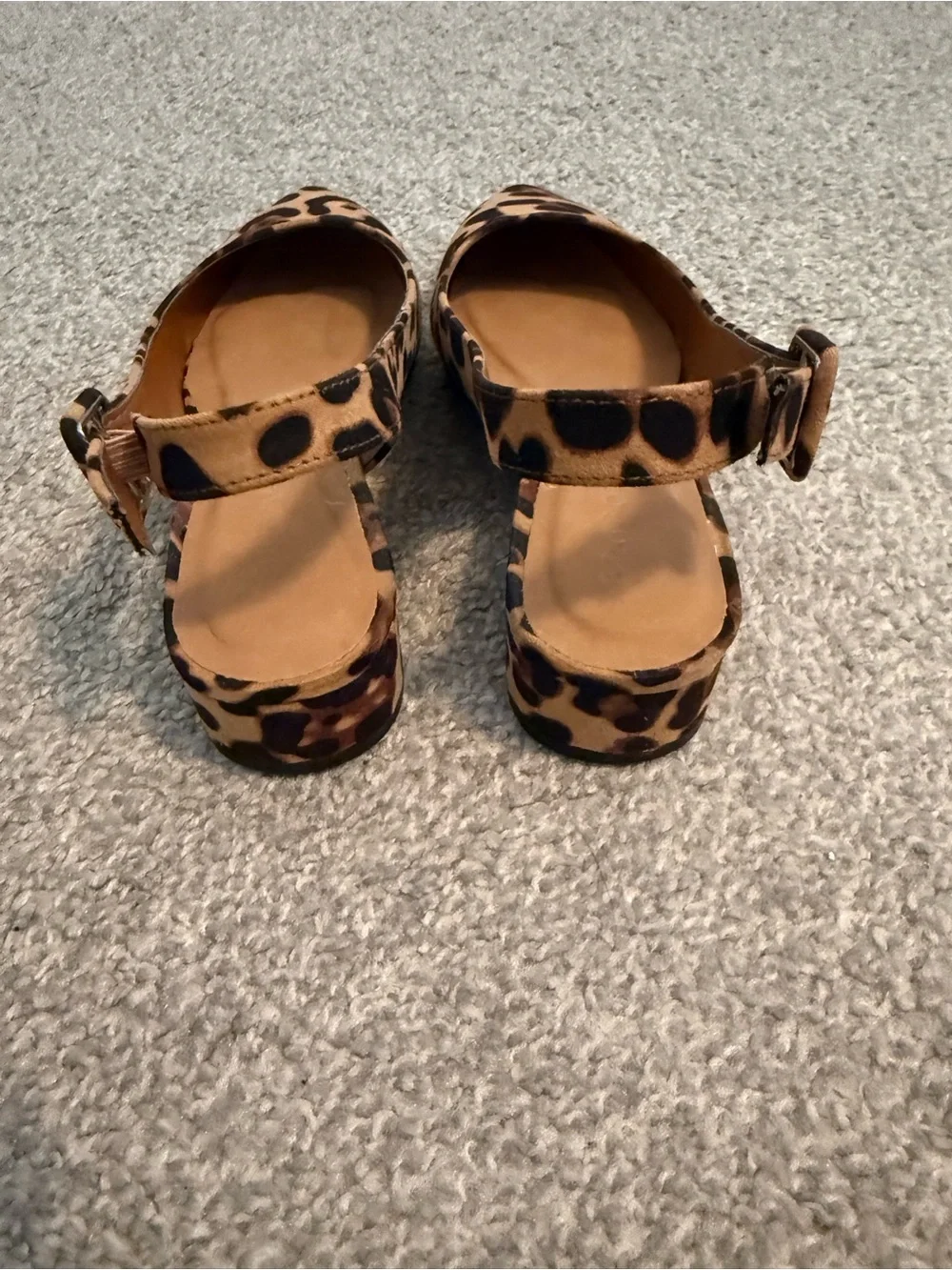 BAMBOO Leopard Print Slingback Flats with kitten block heel